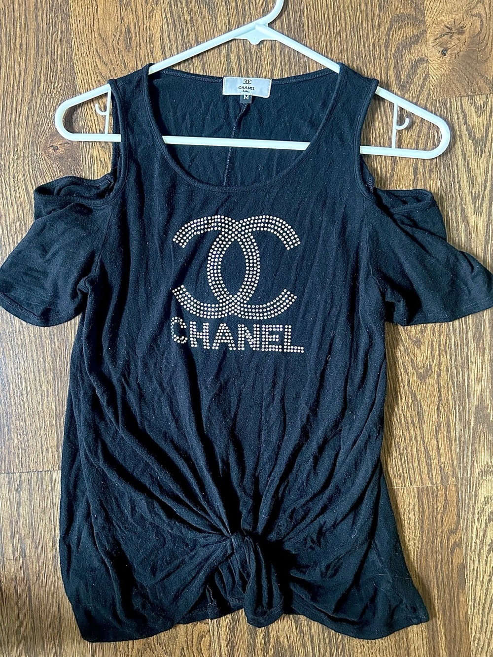 Women's Medium Black Chanel shoulder cut-out Shirt